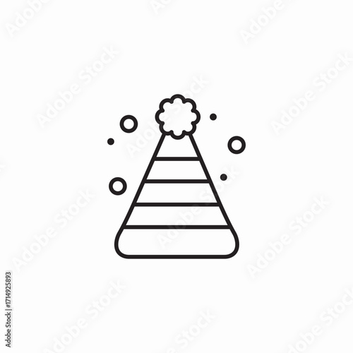 striped party hat icon sign vector
