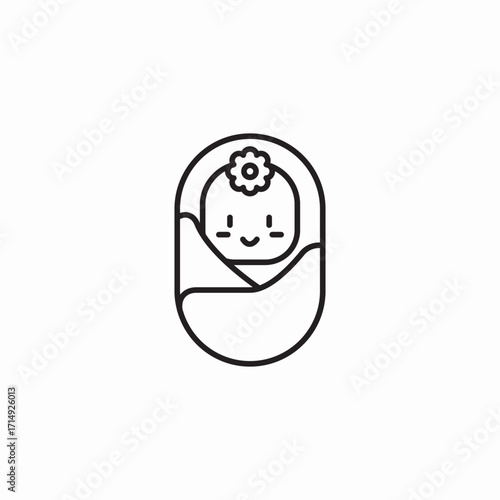 swaddled newborn baby icon sign vector