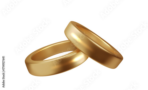 Wedding ring isolated on white. Vector Shiny Elegant 3D Wedding Bands PNG