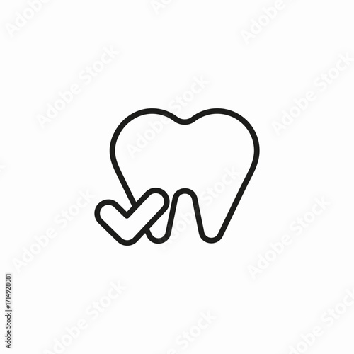 checked healthy tooth icon sign vector