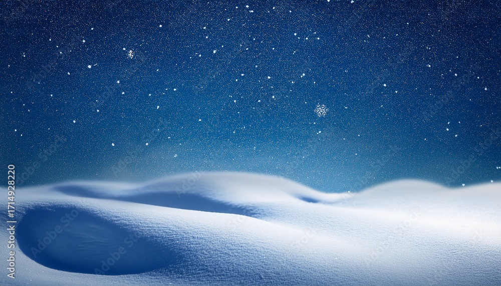 Naklejka premium Magical Snowy Winter Background Night Scene With Snowfall And Snow Dunes Empty Space For The Copy