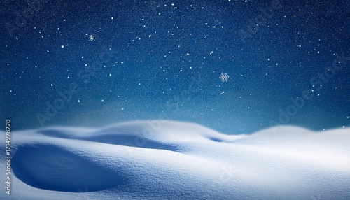 Magical Snowy Winter Background Night Scene With Snowfall And Snow Dunes Empty Space For The Copy