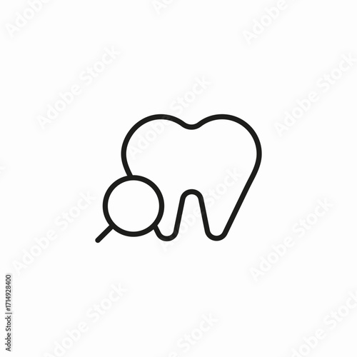 examining tooth with magnifying glass icon sign vector