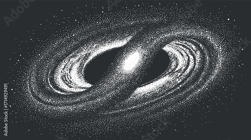 A stunning illustration of a spiral galaxy in deep space showcasing swirling stars and cosmic dust.