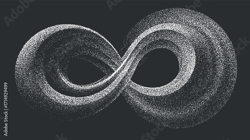 A modern abstract graphic representation of the infinity symbol with fluid curves and depth.