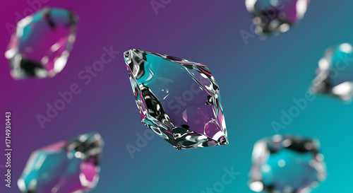 Crystals with Iridescent Glow An Abstract Composition of Minerals in Gradient Light