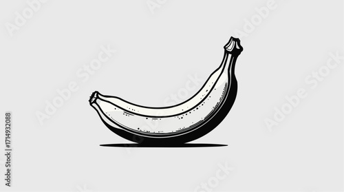 Banana illustration in monochrome style with shadow effect  
