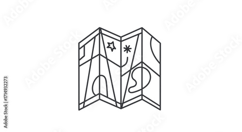 Stylized Folded Map with Abstract Symbols and Lines.
