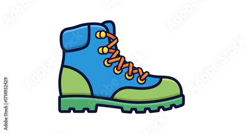 Colorful Cartoon Hiking Boot Illustration.
