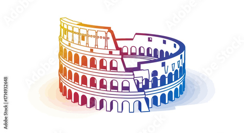 Colorful Outline of the Colosseum in Rome.
