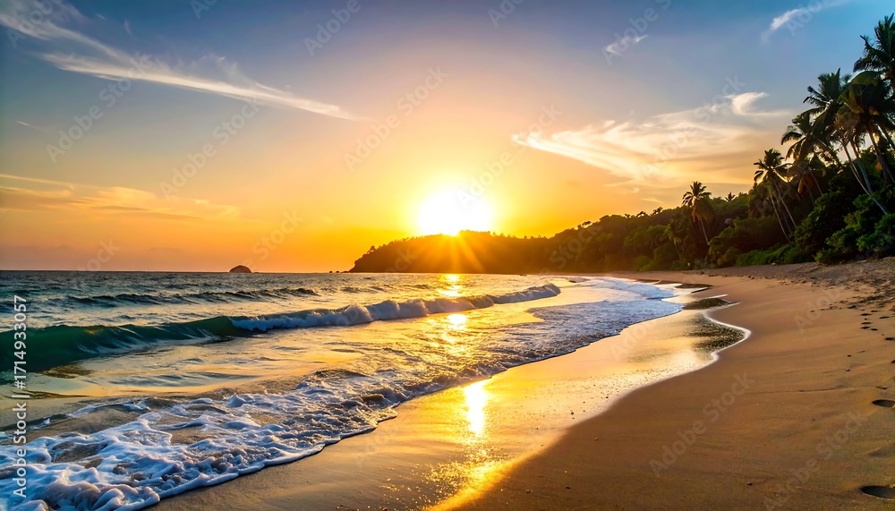 Obraz premium Tropical sunset beach scene (3)