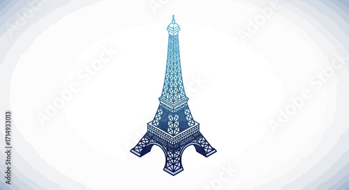 Blue Gradient Illustration of the Iconic Eiffel Tower.