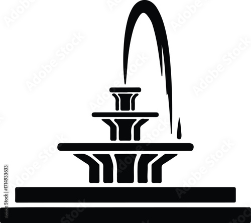 Vector Fountain silhouette illustration of a black and white minimalist design Illustrator
