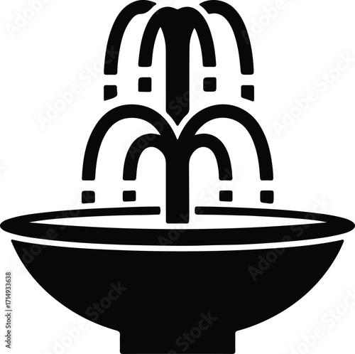 Vector fountain simple elegant water feature silhouette Illustrator