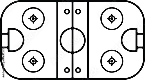 Vector Minimalist ice hockey rink outline top view silhouette Illustrator