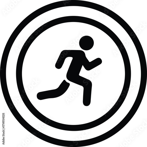 Vector Runner symbol inside circle graphic sign silhouette Illustrator