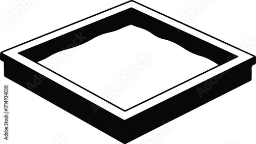 Vector sand tray isometric top view sandbox silhouette Illustrator