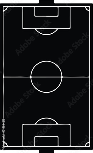 Vector Soccer field top view plan silhouette Illustrator