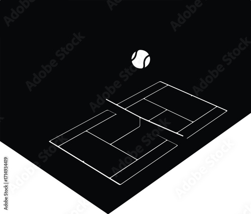 Vector Two tennis courts with tennis ball silhouette Illustrator