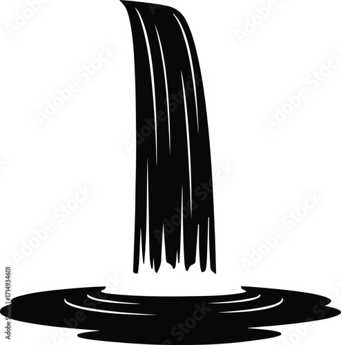Vector Waterfall graphic illustration pure black and white silhouette Illustrator