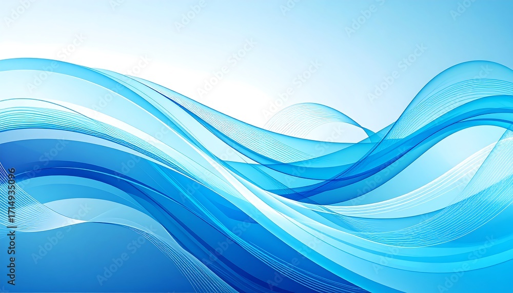 Fototapeta premium Abstract flowing blue waves graphic