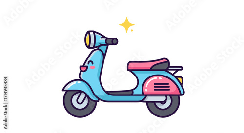 Adorable Blue and Pink Retro Scooter with a Sparkle.