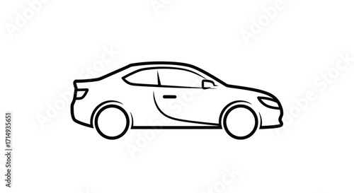 Sleek Line Art Illustration of a Modern Two-Door Sports Coupe.