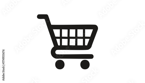 Black shopping trolley icon with solid wheels Keywords: shopping cart, trolley, cart, shopping
