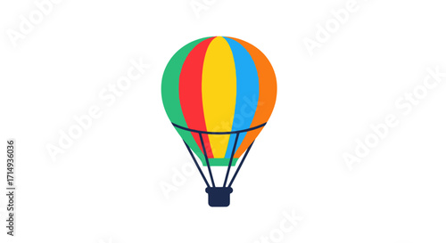 Colorful Striped Hot Air Balloon Illustration Icon.