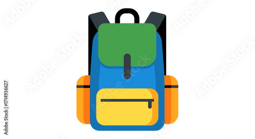 Colorful Backpack with Multiple Pockets and Straps.