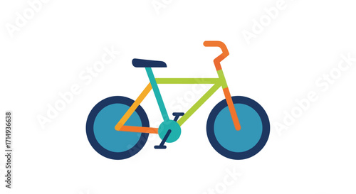 Colorful Childrens Bicycle with Blue Wheels and Orange Handlebars.