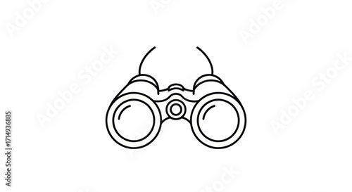 Simple Line Art Illustration of Binoculars for Observation.