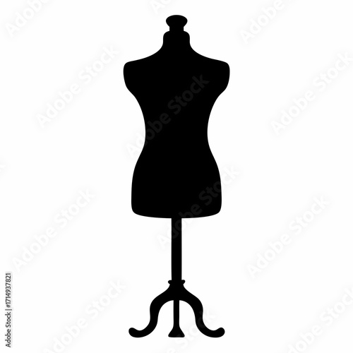 Silhouette of a Vintage Mannequin on a Stand for Fashion Design