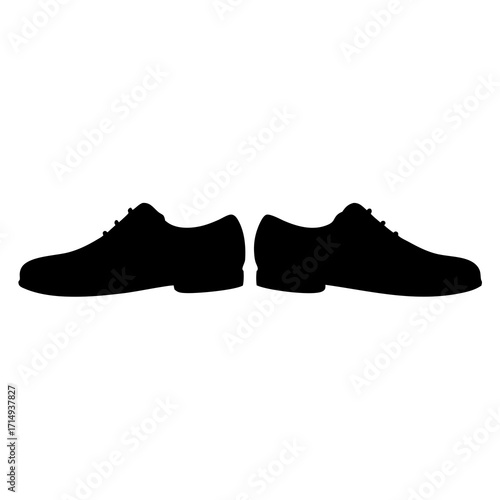 Silhouette of two mirrored men's dress shoes, formal footwear illustration