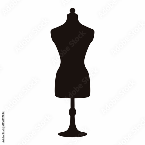 Silhouette of a vintage mannequin or dress form standing on a base