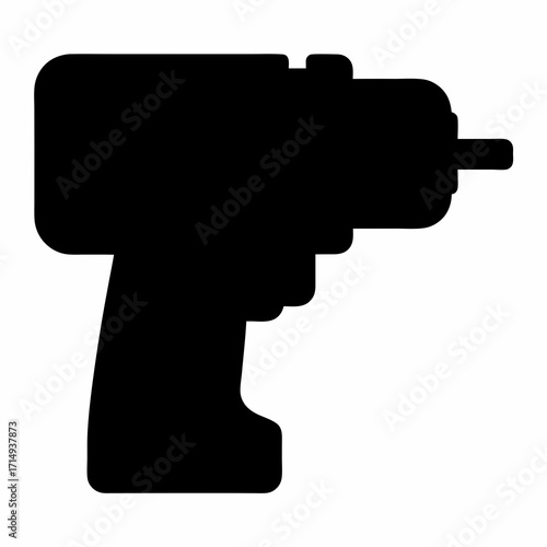 Silhouette of a cordless drill commonly used for construction and home improvement