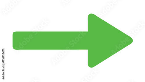 Minimalistisches grünes Silhouetten Vektor Icon eines nach rechts gerichteten Pfeil, symbolisiert richtung. Isoliert auf transparentem Hintergrund