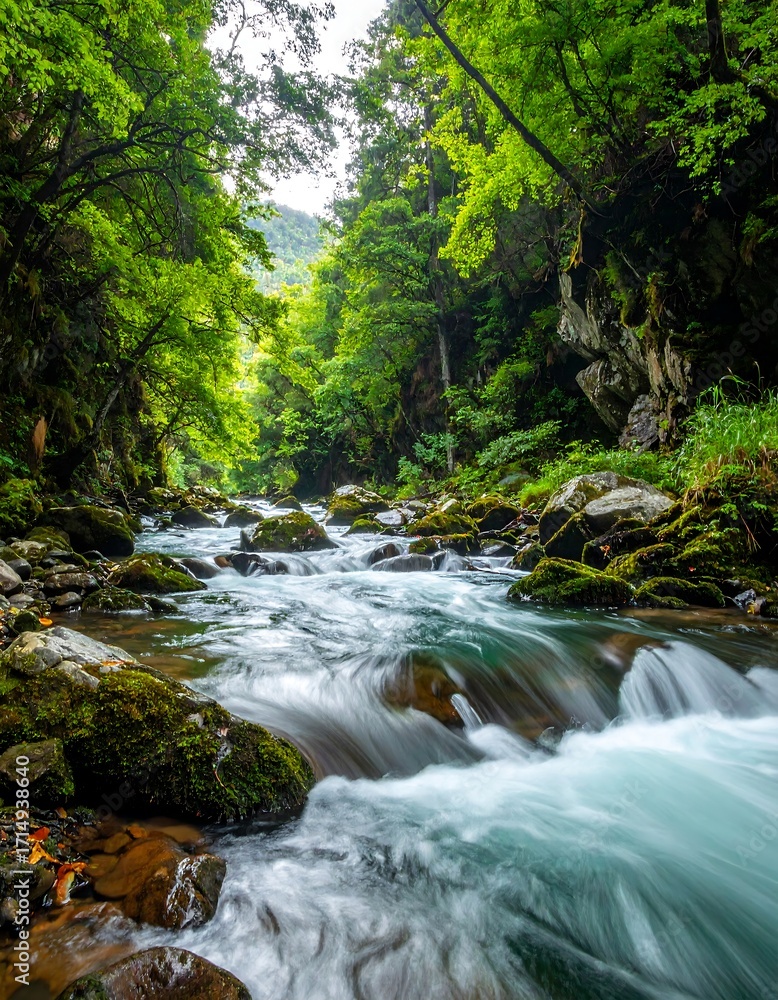 Obraz premium Lush mountain stream