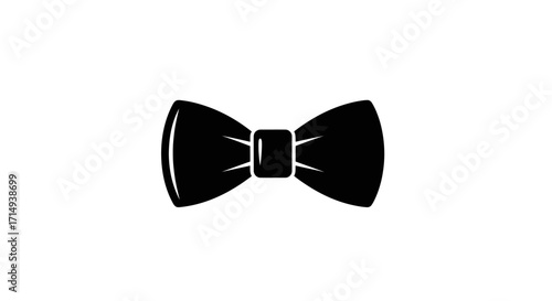 Elegant Black Bow Tie Icon on White Background.