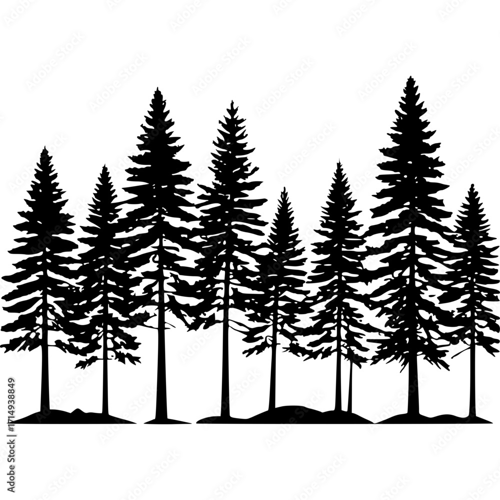 Obraz premium Silhouette of pine trees forest vector illustration nature outdoor scene