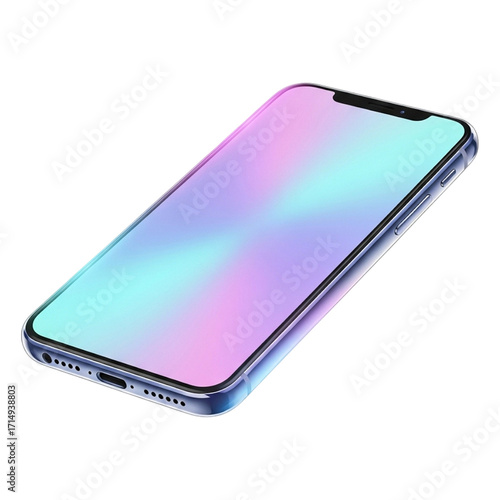 Modern Smartphone Mockup: Pastel Gradient Screen, Isolated, 3D Render