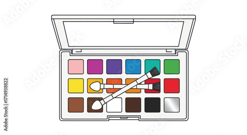 Colorful Eyeshadow Palette with Applicators Open and Ready.