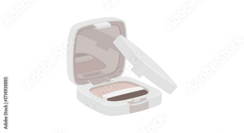 Open White Compact with Eyeshadow and Applicator.