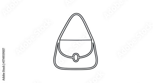 Simple Outline Drawing of a Classic Shoulder Handbag.