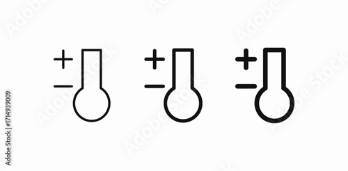 thermometer with plus minus icon sign vector