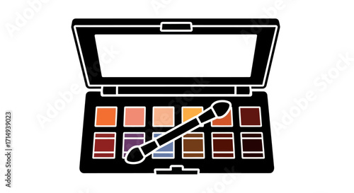 Open Eyeshadow Palette with Applicator Brush Makeup Kit.