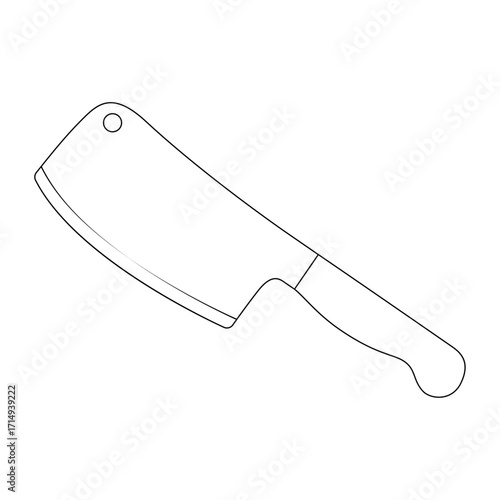 Vector cleaver outline illustration. Perfect for kitchen tools, butcher shop designs, culinary projects, icons, and food-related graphic elements.