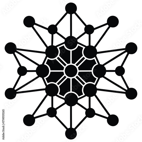 neural network vector icon on white background