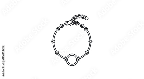 Elegant Outline Drawing of a Delicate Bracelet with Chain.