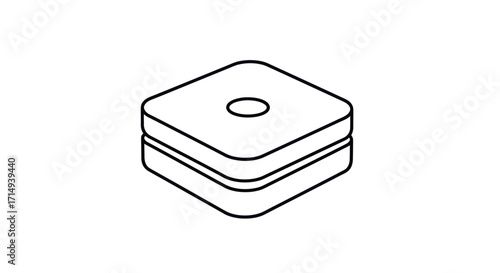 Simple Line Drawing of a Square Candy with a Hole.